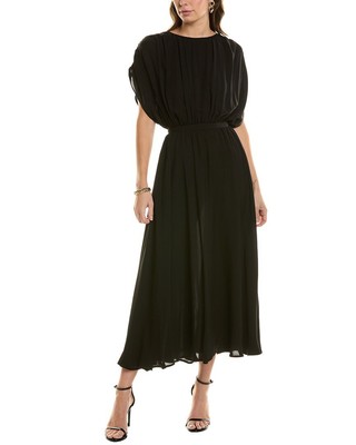 Valentino Silk Maxi Dress Womens Black 38