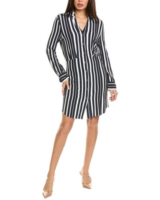 Badgley Mischka Striped Shirtdress Womens Blue Xs