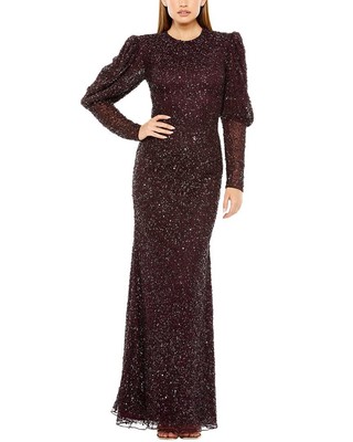 Pre-owned Mac Duggal Column Gown Women's In Purple