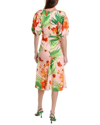 Pre-owned Carolina Herrera Ruched Front Seam Dress Women's In Shell Pink Mult
