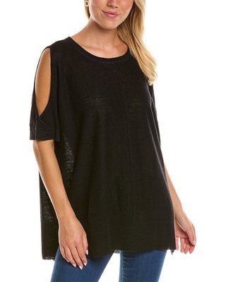 

Donna Karan Женский льняной топ с открытыми плечами, Черный
