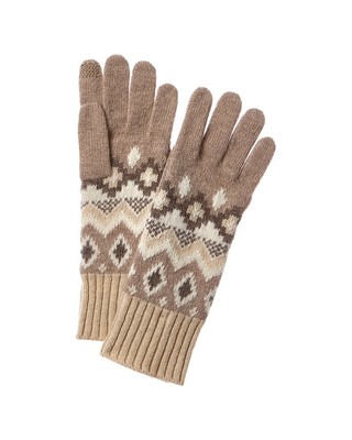 Женские перчатки из смеси шерсти и ангоры Hannah Rose Sunburst Fairisle бежевого цвета