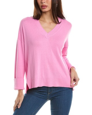 Женский свитер из кашемировой смеси Hannah Rose High-Low розового цвета O/S