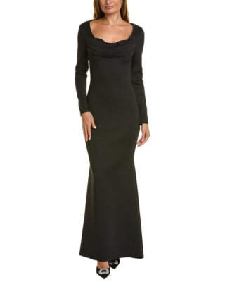 

Плиссированное женское платье Badgley Mischka, Черный