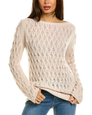 

Женский свитер решетчатой вязки Malo Cashmere из смеси шерсти и кашемира, Бежевый