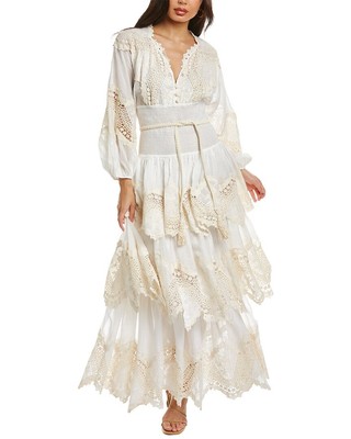 

Zimmermann Многоярусное платье макси женское белое, Белый