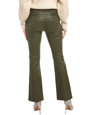 Pre-owned Helmut Lang Crop Flare Leather Pant Women's In Green