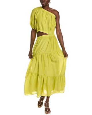 Женское платье А-силуэта из шелковой смеси на одно плечо Velvet By Graham & Spencer желтого цвета