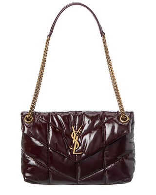 Маленькая кожаная сумка через плечо из фугу Saint Laurent Loulou, женская, красная