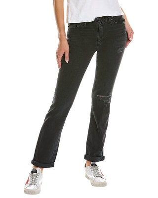 

Hudson Jeans Nico Mid-Rise Black Ash Destruct Прямые женские джинсы до щиколотки, черные, Черный, NA