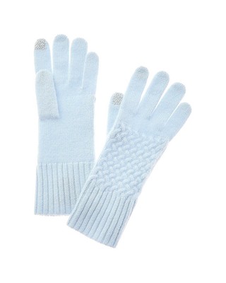 Кашемировые перчатки Hannah Rose Basket Weave Stitch Женские синие