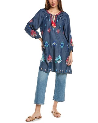 Женская туника Tommy Bahama Chambray Ikat с разрезом на шее