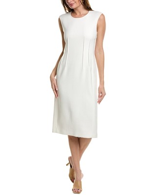 Приталенное миди-платье Lafayette 148 New York Женское белое 4