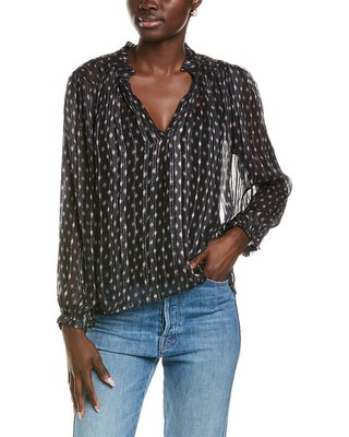 Бархатная блузка с принтом от Graham & Spencer Женская черная S