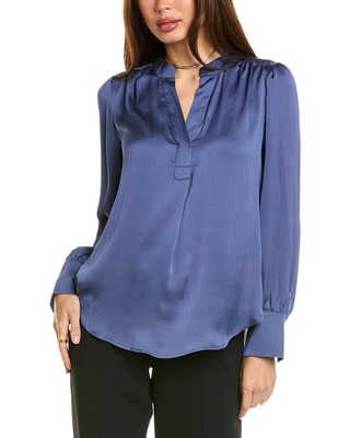 Anne Klein V-Neck Blouse Womens Navy S