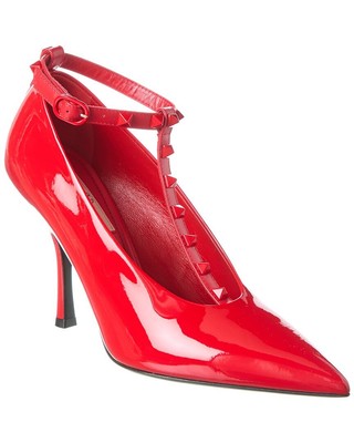 Женские лакированные туфли-лодочки Valentino Rockstud 100 Красный 36,5