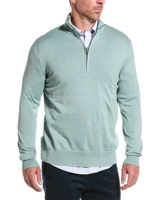 Пуловер Brooks Brothers Mock на молнии 1/2, мужской, зеленый, Xl
