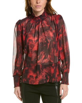 Женский прозрачный топ Bcbgmaxazria красного цвета Xs