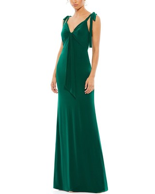 Женское платье из джерси Mac Duggal с низкой спинкой и бантиком на плечах