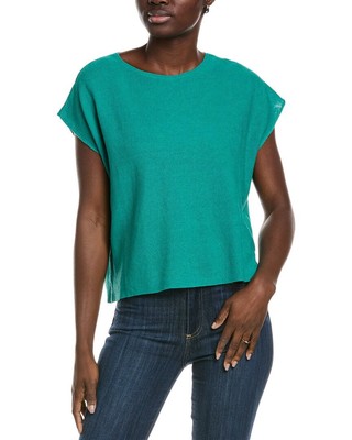 Eileen Fisher Pique Linen-Blend Top Womens