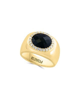 Effy Fine Jewelry 14K 3.74 Ct. Tw. Diamond & Onyx Ring Womens  7