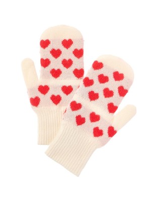 Кашемировые варежки Brodie Cashmere Tiny Heart Женские белые