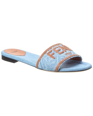 

Женские сандалии Fendi Signature из денима и кожи, синие 36,5, Синий, NA