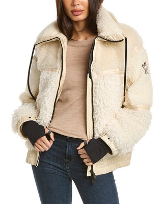 

Moncler Yvoire Куртка из смесовой шерсти и альпаки женская белая, Белый, NA