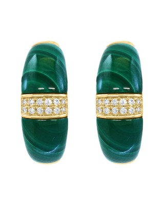 Effy Fine Jewelry 14K 5.58 Ct. Tw. Diamond & Malachite Earrings Womens