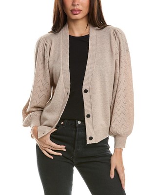 Женский кардиган из смеси шерсти и кашемира Two Bees Cashmere Pointelle бежевого цвета L