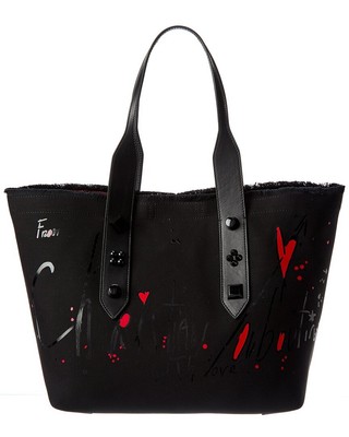 

Christian Louboutin Frangibus Женская сумка-тоут среднего размера из ткани и кожи, черная, NA
