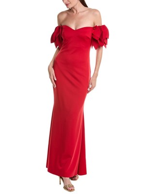 Женское платье с открытыми плечами Badgley Mischka Petal, красное 10