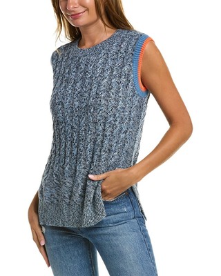 

Женский синий кашемировый твидовый жилет из хлопка By Autumn, размер