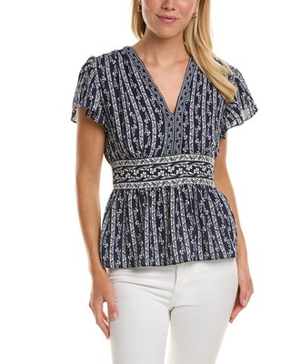 

Женская блузка Max Studio с развевающимися рукавами, Navy/white acorn climber