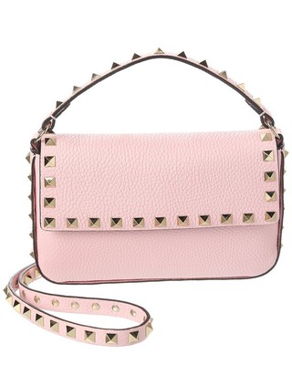 

Женская сумка через плечо из зернистой кожи Valentino Rockstud, розовая, Розовый