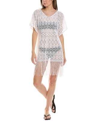 Женская белая накидка с бахромой Saha, вязаная крючком.