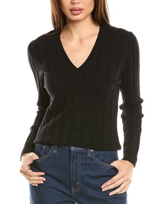 Женский свитер из смеси шерсти и кашемира Malo Cashmere Wide Rib черного цвета S