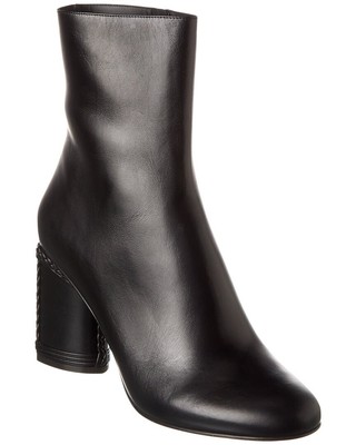 Женские кожаные ботильоны с тесьмой Ferragamo Joy Черный 10С