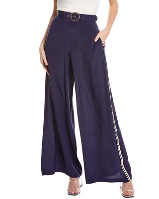 

Zimmermann Женские шелковые брюки в полоску с лентами, Navy, NA