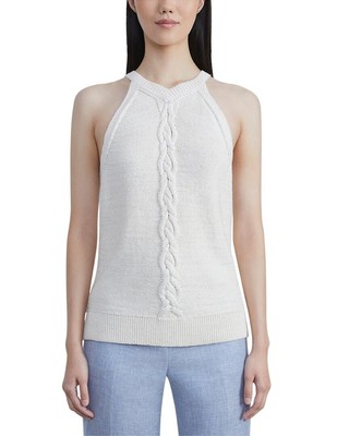 

Lafayette 148 New York Женская майка из смесового льна с V-образным вырезом и шнуровкой, Cloud