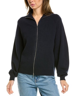 

Lafayette 148 New York Кашемировый кардиган с воротником-стойкой и молнией спереди женский, Синий