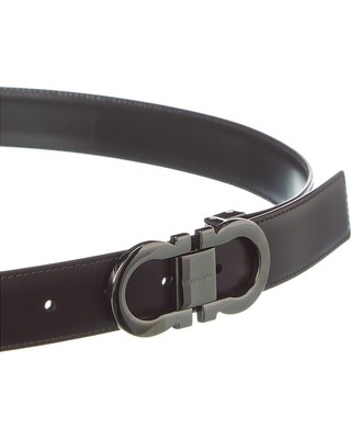 Pre-owned Ferragamo Gancini Reversible & Adjustable Leather Belt Men's Brown 115