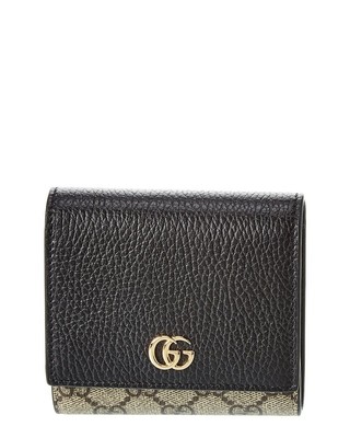 Женское портмоне Gucci Gg Marmont Medium Gg Supreme из холста и кожи черного цвета