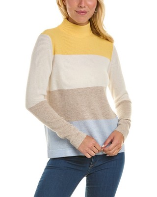 

Женский кашемировый свитер с воронкой и цветными блоками Forte Cashmere, Желтый