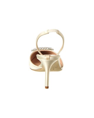 Pre-owned Sjp By Sarah Jessica Parker Zoya 70 Satin Slingback Pump Women's In White