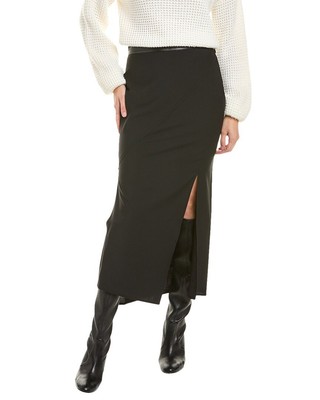 Helmut Lang Seamed Wool-Blend Midi Skirt Womens Black 6