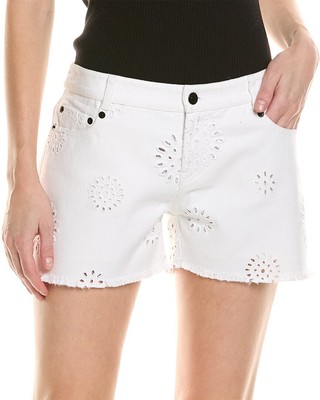 Короткие женские брюки Kooples Broderie Anglaise белого цвета 3