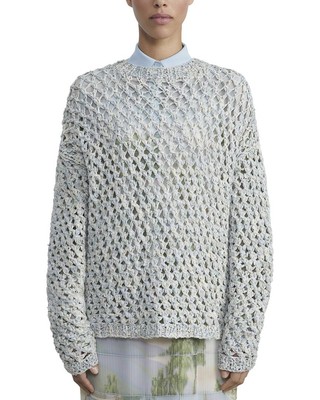 Женский топ ручной вязки из шелковой смеси Lafayette 148 New York с ажурной строчкой