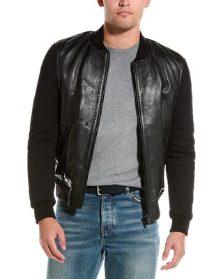 The Kooples Leather Front Jacket Mens Black M