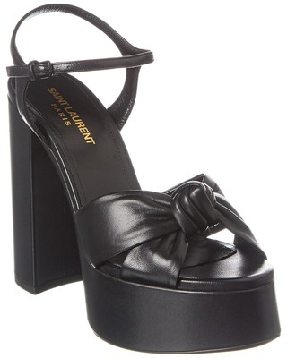 

Женские кожаные сандалии на платформе Saint Laurent Bianca 85, черные 38,5, Черный, NA